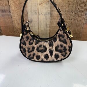 Leopard Pattern Mini Bag with Gold Accents